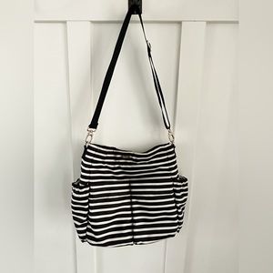 Kate Spade New York black and white stripe diaper bag